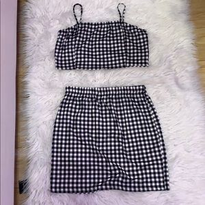 ZAFUL. Navy blue plaid skirt set